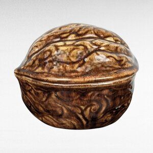 Hand Painted Glazed Walnut Covered Snack Bowl